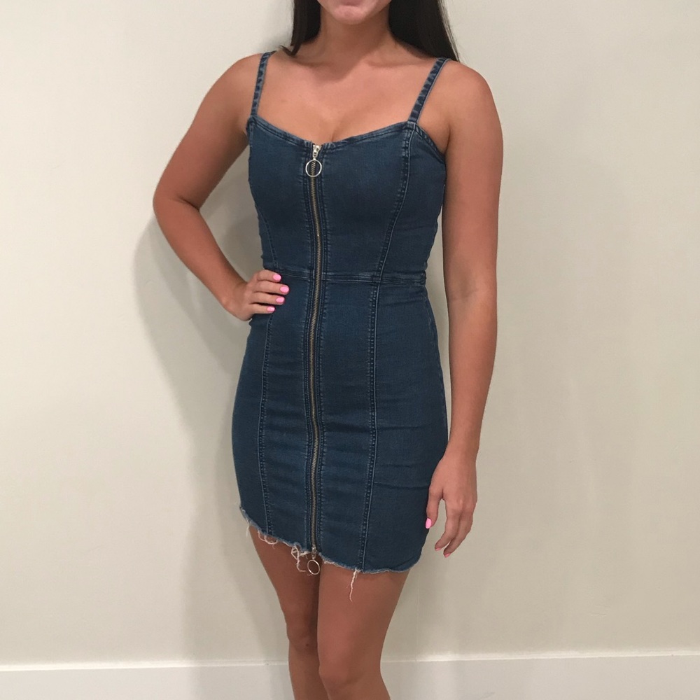Zara Denim Zip-up Mini Dress